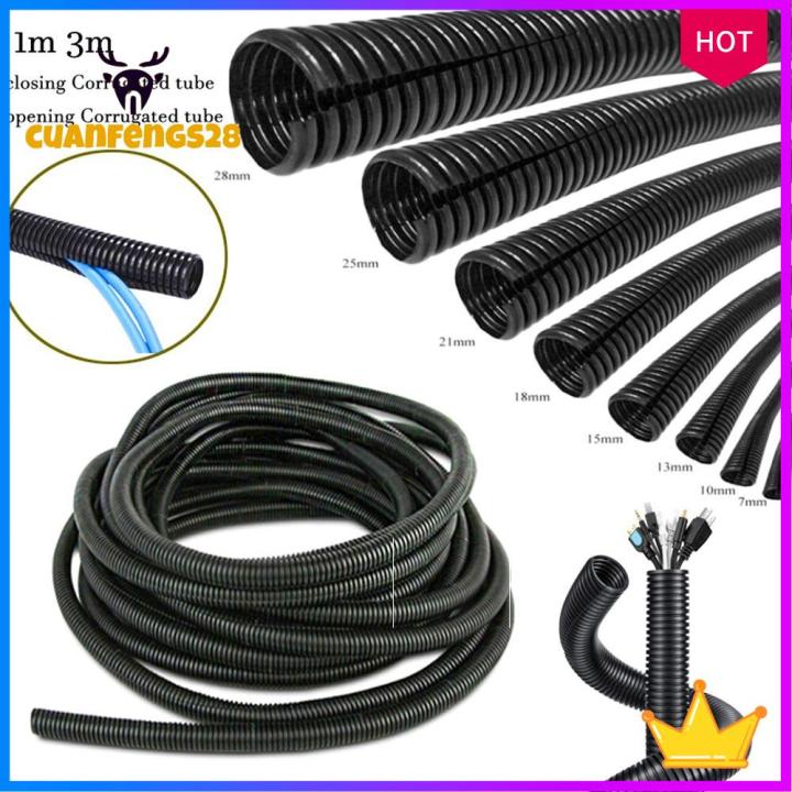 Black Plastic PP Corrugated Hose Conduit Insulation Wire Harness Casing  Protective cable line Threading Hose