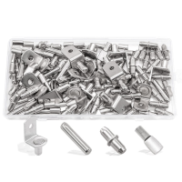 120PCS Shelf Pins Kit L-Shaped Bracket/Flat Spoon Shelf Pegs