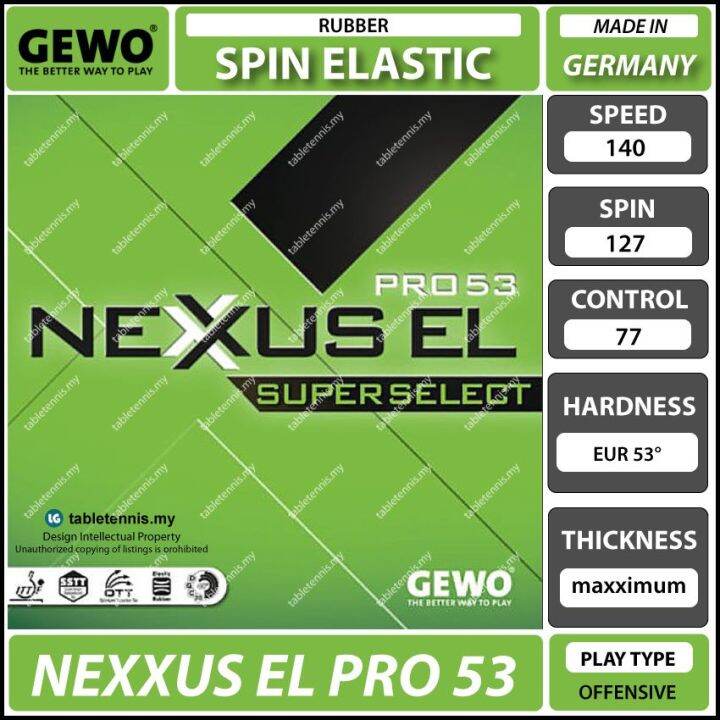 Gewo Rubber Nexxus EL Pro 53 Super Select Spin Elastic Table Tennis