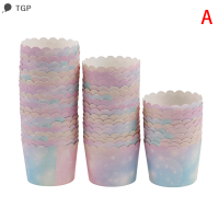 ? TGP 50pcs Rainbow Cupcake Liners สำหรับถ้วยอบอบคัพเค้ก