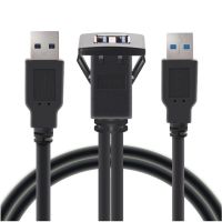 Kabel Ekstensi 2M/6.5ft USB Ganda 3.0 Pria Ke Wanita Kabel Timah Siram Dudukan Mobil untuk Panel Dasbor Sepeda Motor Perahu Truk