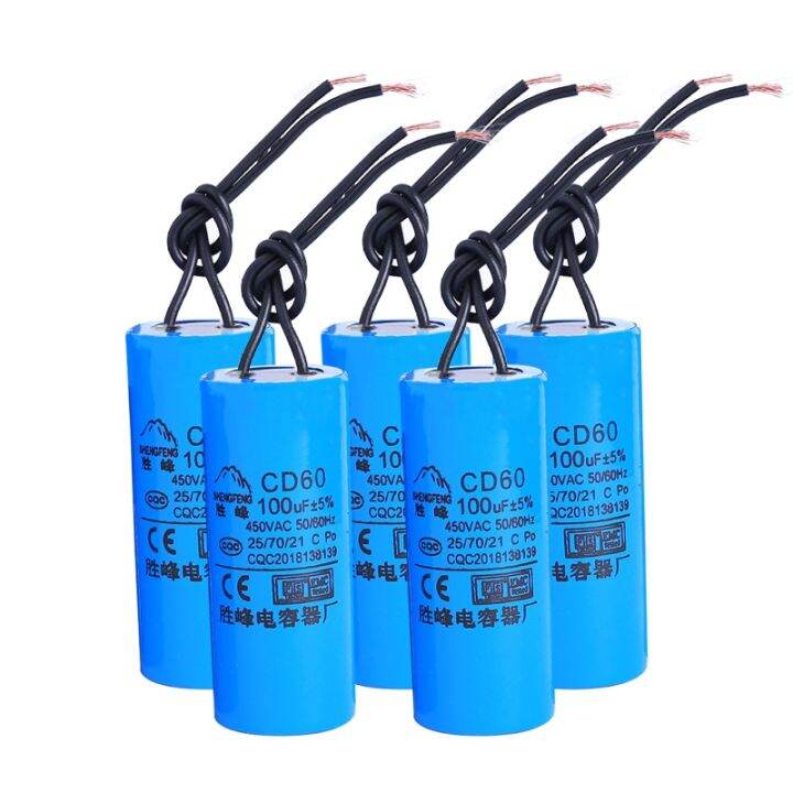5pcs/set CD60 Motor Run Capacitor 100UF 450V Water Pump Bench Drill Washing Machine Air