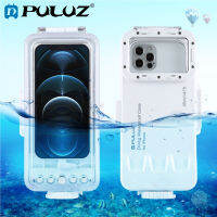 【Ready Stock】 Puluz 45m/147ft Case Diving Case Case Photo ถ่ายภาพหน้าปกที่อยู่ใต้น้ำสำหรับ iPhone 14 ซีรี่ส์, iPhone 13 ซีรีส์, iPhone 12 ซีรีส์, iPhone 11 ซีรีส์, iphone X series, iphone 8 &amp; 7, iphone 6s, iOS 13.0 หรือสูงกว่า iPhone เวอร์ชัน (สีขาว)