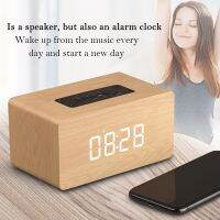 High Quality Wooden Bluetooth Speaker Alarm Clock amp FM Multifunctional Subwoofer Wireless Receiver Hands-free Call Speaker