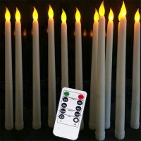 【CW】 Christmas LED Long Candle Light Remote Control Flame Lamp Warm White Flameless Taper Candles Wedding Party Table Halloween Decor