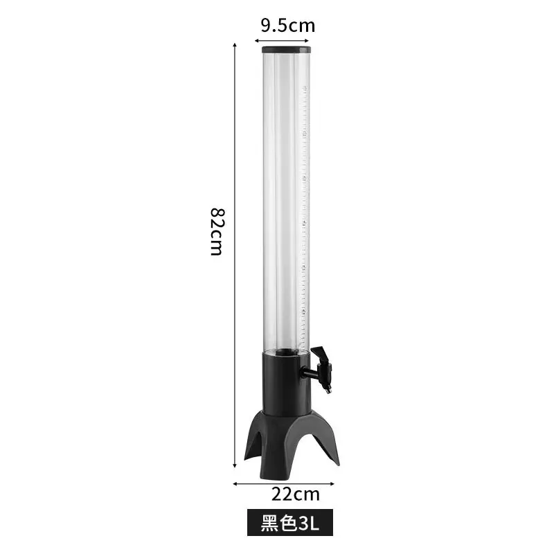 3.0l Beer Tower Black Stand Dispenser Beverage Dispenser Beer Tower 3L Beer Tower  Drink Dispenser Removable Ice Tube Three-legged Beer Tap Tower