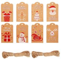 50-100pcs Merry Christmas Gift Kraft Paper Tags Santa Claus Paper Hang Tag Snowflake Christmas Tree Party Decor Label Gift Tags Stickers  Labels