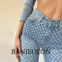 BANJEOLON personalized washed striped jeans autumn new slim women