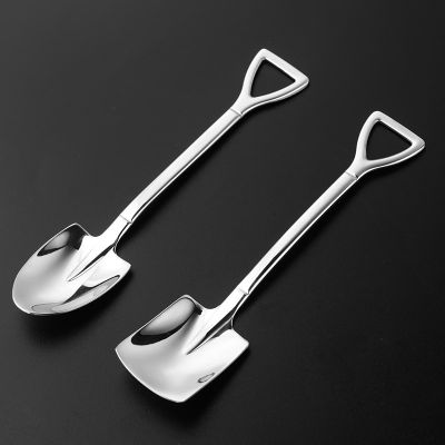 10PCs Shovel Coffee Spoon Creative Stainless steel tea-spoon Ice cream dessert Spoon Christmas Gift Tableware Tool