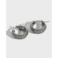 [COD] ET305 Korean version of silver earrings retro old twist female students ethnic