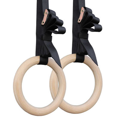 28mm Gymnastic Rings Wooden Fitness Rings With Adjustable Straps For Full Body Strength And Muscular Bodyweight Training