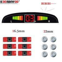 Koorinwoo เซ็นเซอร์ตรวจจับจอดรถ Parktronic 6เรดาร์เครื่องตรวจจับเสียงรถหน้าจอ Lcd ในรถจอดรถสีสันสดใสสีดำขาว