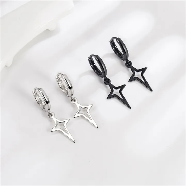 stars-earrings-womens-rock-jewelry-gothic-style-earrings-blacksilver-color-earrings-punk-rock-earrings