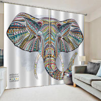 Elephant Printed Kids Bedroom Living Room Curtain Shading Customized Window Curtain with Hook Accessories