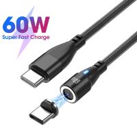 AUFU USB C ถึง USB Type C,แม่เหล็กสำหรับ Samsung PD 60W สายเคเบิลสำหรับ MacBook iPad Pro ชาร์จเร็ว USB-C สายชาร์จอย่างเร็วโอนถ่ายข้อมูลซุปเปอร์