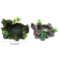 Reptile Decor Resin Reptile Platform Artificial Tree Trunk Design Reptile Water Dish Bowl for Lizard, Gecko, Water Frog