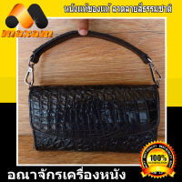 โรงงานมาเอง Shoulder Bag กระเป๋าหนังจระเข้แท้ สีดำ เป็นกระเป๋าหิ้ว สะพาย หรือถือนีบ งานสวย งานเนี๊ยบ