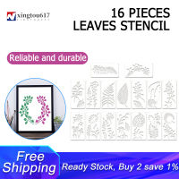 16 Pieces Leaves Stencil Reusable Sheet Painting Stencil Sheet Wall Stencil Leaf Pattern Template Tropical Leaf Reusable