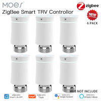 MOES ZigBee3.0 TRV Tuya ใหม่หม้อน้ำตัวกระตุ้นวาล์วสมาร์ทโปรแกรมเทอร์โมอุณหภูมิเครื่องทำน้ำอุ่น Alexa การควบคุมเสียง