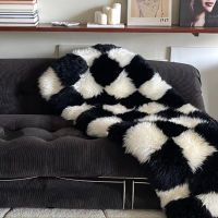 New R Checkerboard Fashion Large Area Living Room Car Bedroom Cloakroom IG Decoration Girl Fluffy Eco-friendly Fur rug