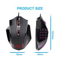 Redragon USB ให้ผล M908 Mouse Gaming RGB แบบมีสาย12400 DPI 17ปุ่มแสงไฟเมาส์ออปติคัลเกมตั้งโปรแกรมได้แล็ปท็อป PC คอมพิวเตอร์