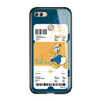 UCUC โทรศัพท์UCUC เคสโทรศัพท์เคสสำหรับหัวเหว่ย P สมาร์ท Huawei Enjoy 7S ปลอก Creative การ์ตูนเที่ยวบินตั๋ว Minnie Mouse โดนัลด์เดซี่เป็ด Glossy กระจกเทมเปอร์ฝาหลังปลอก