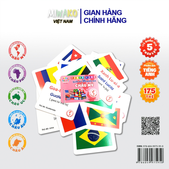 Bộ 175 thẻ flash cards quốc kỳ cờ các quốc gia trên thế giới - miwako store - ảnh sản phẩm 8