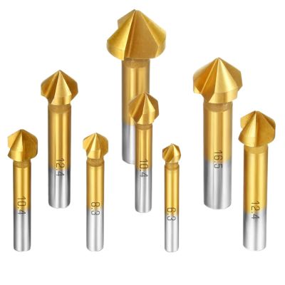 HH-DDPJ8 Pcs Hss Countersink Drill Bit Set 90 Degree Countersink Bits Titanium Chamfer Cutter Mill Drill Bits