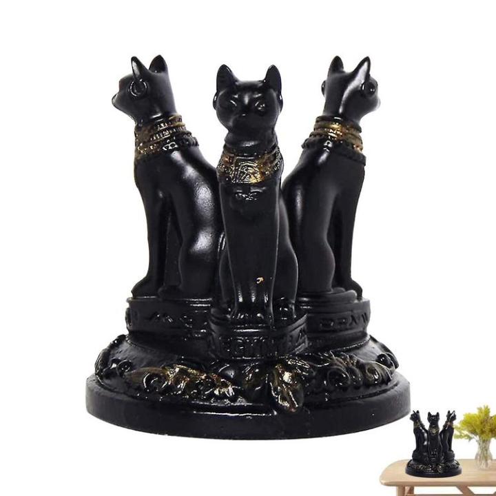 triple-egyptian-cat-statue-bastet-goddess-cat-resin-decorations-table-top-ancient-egypt-art-craft-for-crystal-sphere-ball-stand-display-base-holder-sturdy