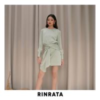 RINRATA - Lydia Dress ชุดเดรส สั้น สีเขียว มิ้นท์ คอกลม แขนยาว ขอบแขน ติดกระดุม ดีเทล กระโปรง เดรปปิ้ง ชุดไปงาน ถ้าสินค้าหมด พรีออเดอร์ได้ค่ะ