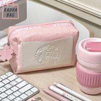 SFHDHETRR หนังพียู กระเป๋าเครื่องสำอางสักหลาด ถุงเก็บสัมภาระ จุได้มาก เคสดินสอ Starbucks ลำลองแบบสบายๆ กระเป๋าใส่ลิปสติก กระเป๋าแต่งหน้าสีชมพู สาวๆ