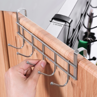 5 Punch-Free Hooks Door Rear Stainless Steel Storage Holder Kitchen Bathroom Cabinet Back Type Coat Towel Hanger Organizer Gifts