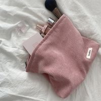 Korduroi Tas Kosmetik Wanita Kain Katun Kantung Makeup Tas Tangan Travel Kotak Lipstick Organizer Fashion Ritsleting Clutch Dompet Ponsel