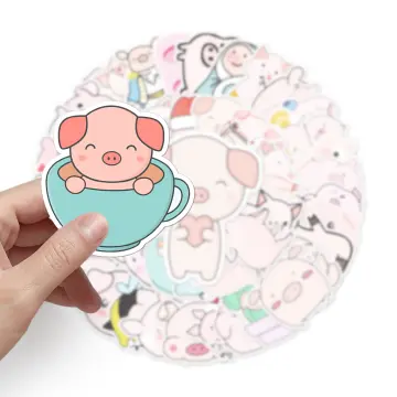 50pcs/set Peppa Pig Stickers Cute Pigs Cartoon Mobile Phone Water Cup  Notebook Suitcase Waterproof Decorative