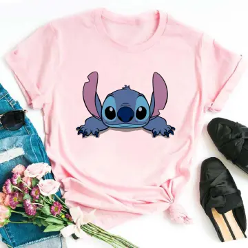 Kawaii Disney Lilo Stitch T Shirt Women Summer Tops Cartoon Stitch