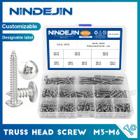 NINDEJIN Cross Recess Truss Head Screw Set M3 M4 M5 M6 Stainless Steel Phillips Self Tapping Screw Kit