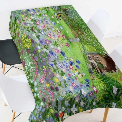 Modern Green Flowers Plants Rectangular Tablecloth for Table Wedding Decoration Waterproof Anti stain Dining Tablecloth Manteles