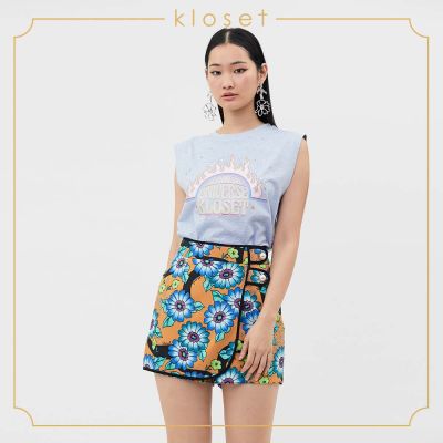 Kloset Alien Flower Shorts (AW20-P001)เสื้อผ้าผู้หญิง เสื้อผ้าแฟชั่น กางเกงแฟชั่น กางเกงขาสั้น กางเกงขาสั้นผ้าพิมพ์ กระโปรงกางเกง