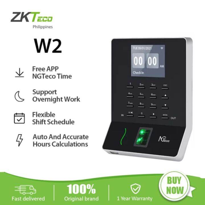 ZKTeco Ngteco W2 Fingerprint Time Attendance Machine Wi-Fi Phone App ...