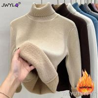 【hot】✻✁  Thicken Turtleneck Sweater Korean Fashion Lined Warm Sueter Knitted Pullover Top Jersey Knitwear