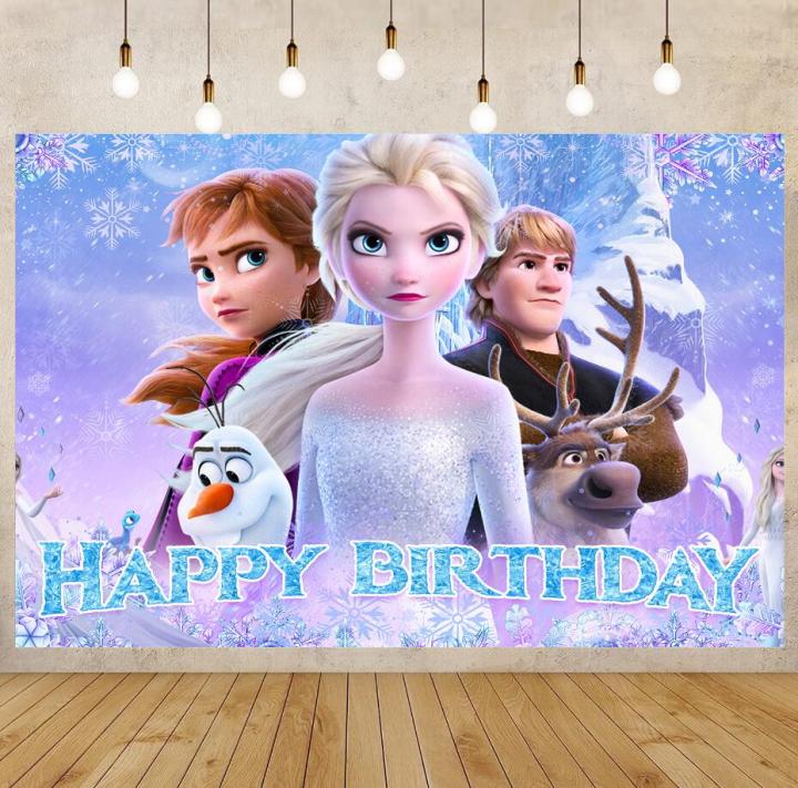 Frozen Theme Backdrop for Girl Birthday Party Decorative Banner ...