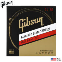 Gibson® SAG-BRW11-1 สายกีตาร์โปร่ง เบอร์ 11 80/20 Bronze แบบเคลือบ ของแท้ 100% (Ultra Light, 0.011 - 0.052) ** Made in USA **