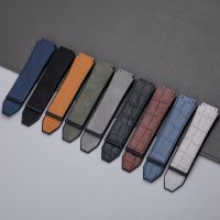 Suitable For 25x19mm Crazy horse leather Nature rubber silicone watch band Fit strap for classic fusion belt free tools