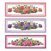 ♤♛ Counted Cross Stitch Kits Long Edition Roses Pictures Stamped DMC Printed 11CT 14CT Printing Craft Kit Embroidery Needlework Set