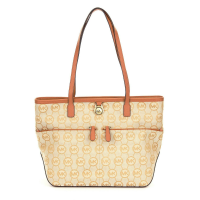 กระเป๋า Tote Michael Kors แท้ ผ้าลาย Logo สายหนังแท้ สีสวย เบา ช่องเยอะ Michael Kors 38F5GKPT2Q Kempton Medium Pocket Tote Tan