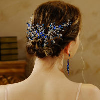 【CW】Blue Rhinestone Bridal Wedding Hair Accessories for Women Crystal Hair Comb Brides Tiaras And Headdresses Hair Bands Clip Jewelr