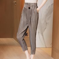 2023 Hot Miyake Pants Womens Pleated Pants Summer Foreign Trade New Harem Pants High Waist Casual Pencil Pants Nine-Point Carrot Pants