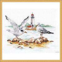 （Jinxiu cross-stitch） Alisa 3-30 Seagulls บน Shoal 29-24นับ14CT 18CT 25CT 22CT 28ct 16ct Cross Stitch ชุดข้ามชุดเย็บปักถักร้อย