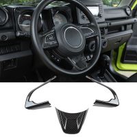 Car Steering Wheel Decoration Cover Trim Stickers for Jimny 2019 2020 2021 2022 Accessories, ABS Carbon Fiber