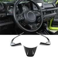 Car Steering Wheel Decoration Cover Trim Stickers for Suzuki Jimny 2019 2020 2021 2022 Accessories, ABS Carbon Fiber